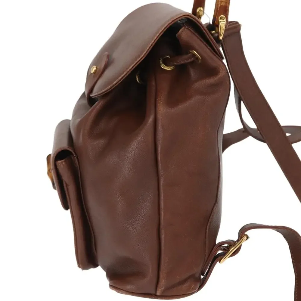 Gucci Bamboo Leather Backpack Brown